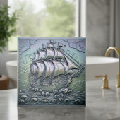 Metallic Iridescent Sailing Ship ID1223 Fliese