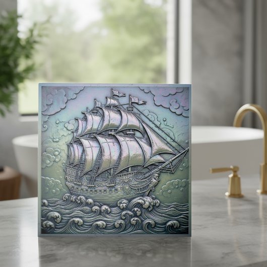 Metallic Iridescent Sailing Ship ID1223 Fliese