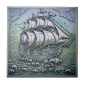 Metallic Iridescent Sailing Ship ID1223 Fliese (Vorderseite)