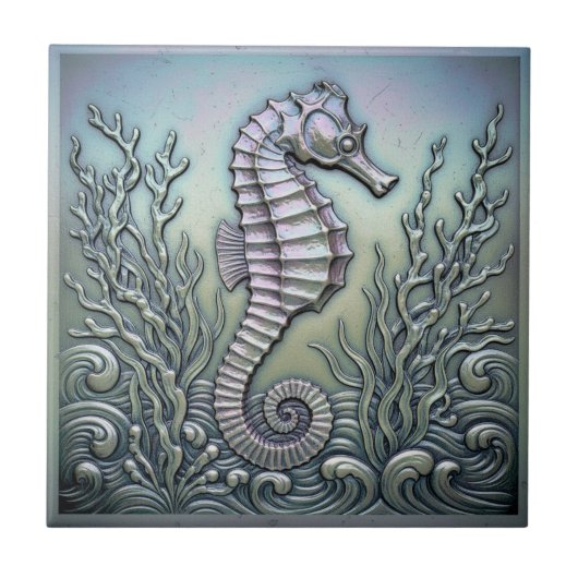 Metallic Iridescent Seahorse ID1223 Fliese (Vorderseite)