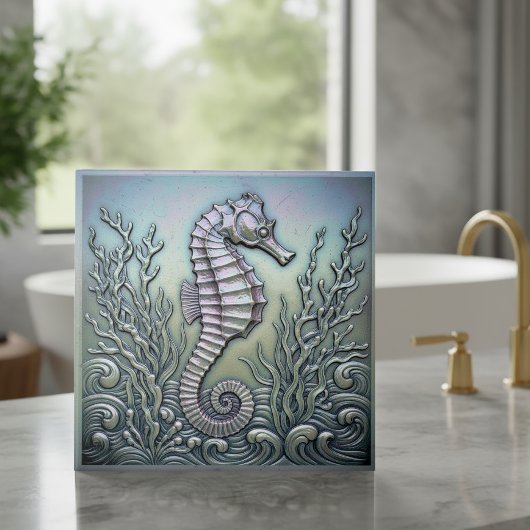 Metallic Iridescent Seahorse ID1223 Fliese