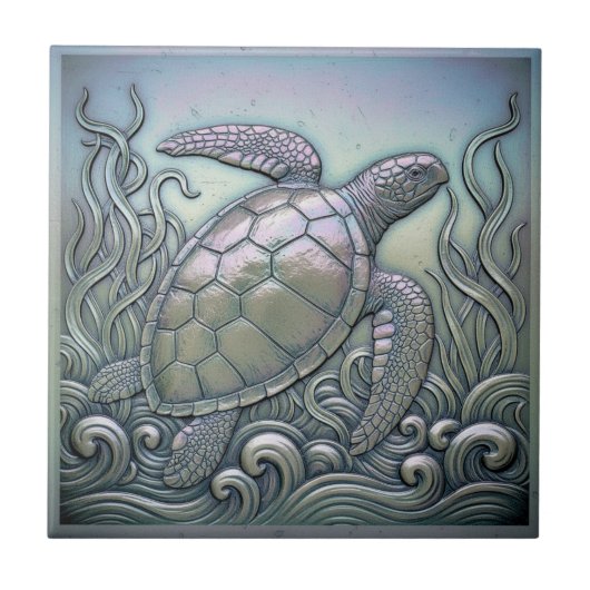 Metallic Iridescent Turtle ID1223 Fliese (Vorderseite)