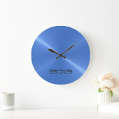 Metallic Light Blue Stainless Steel Metal Große Wanduhr (Zuhause)