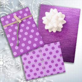 Metallic Lila Berry Shades Dot Christmas Geschenkpapier Set