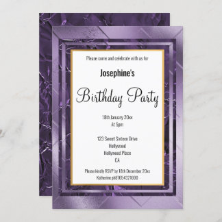 METALLIC LILA LILAC LAYER FOIL BIRTHDAY EINLADUNG