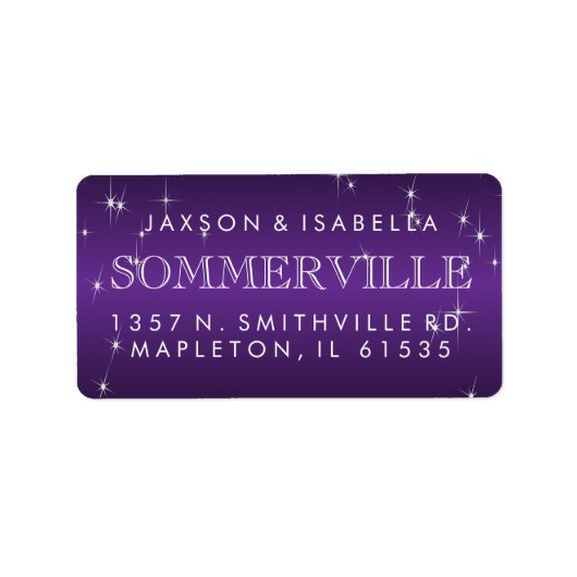 Metallic Lila Star Light Design Adressaufkleber (Vorne)