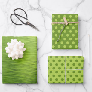 Metallic Lime Green Foil Polka Dots Christmas Geschenkpapier Set