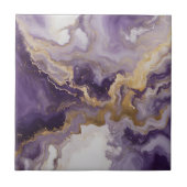 Metallic Liquid Art Purple & Gold Marble Agate Fliese (Vorderseite)
