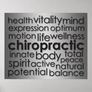 Metallic-Look Chiropractic Word Collage Poster