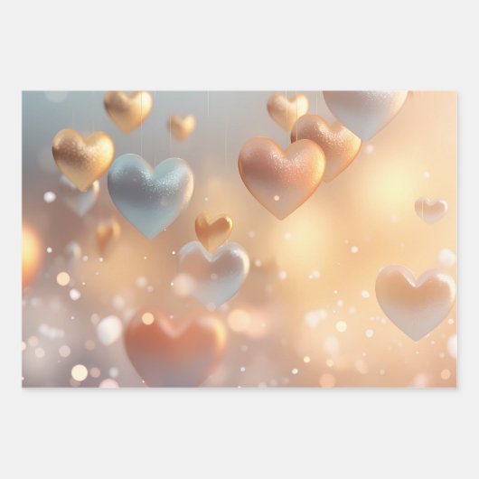 "Metallic" Look Gold, Silber & Rose Gold Geschenkpapier Set (Vorderseite)