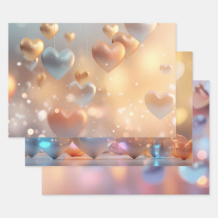 "Metallic" Look Gold, Silber & Rose Gold Geschenkpapier Set