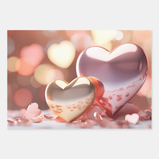 "Metallic" Look Gold, Silber & Rose Gold Geschenkpapier Set (Vorderseite 3)