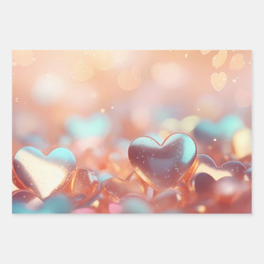 "Metallic" Look Gold, Silber & Rose Gold Geschenkpapier Set (Vorderseite)