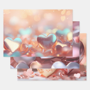 "Metallic" Look Gold, Silber & Rose Gold Geschenkpapier Set