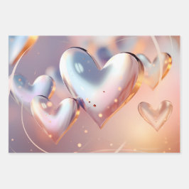 "Metallic" Look Gold, Silber & Rose Gold Geschenkpapier Set