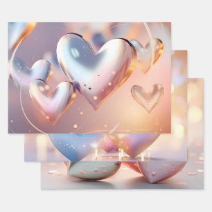 "Metallic" Look Gold, Silber & Rose Gold Geschenkpapier Set