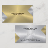 Metallic Look Gold & Silver Geometric Design Visitenkarte (Vorne/Hinten)