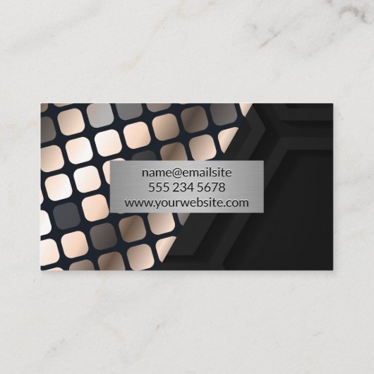 Metallic Lux Pattern | Schwarz Geometrisch Visitenkarte (Rückseite)