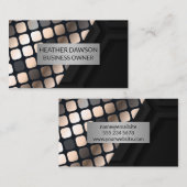 Metallic Lux Pattern | Schwarz Geometrisch Visitenkarte (Vorne/Hinten)
