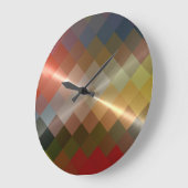 Metallic Metal Diamond Chevron Pattern Große Wanduhr (Winkel)
