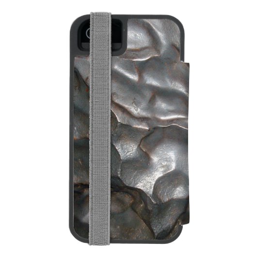 Metallic Meteorite Rock Print, Incipio iPhone Geldbeutel-Hülle (Folio Rückseite)