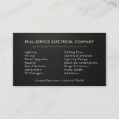 Metallic Minimal Electrician Black Gold Visitenkarte (Rückseite)