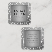 Metallic mit Chic Gray Pattern Quadratische Visitenkarte (Vorne/Hinten)