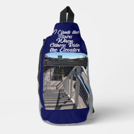 Metallic Nature Cityscape Stairs Print Cut Sew Bag Crossbody Bag