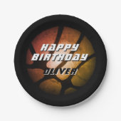 Metallic Orange Basketball Ball Geburtstag Pappteller (Vorderseite)