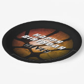 Metallic Orange Basketball Ball Geburtstag Pappteller (Schrägansicht)