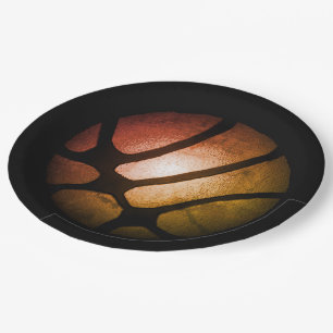 Metallic Orange Basketball Ball Geburtstagspapier  Pappteller