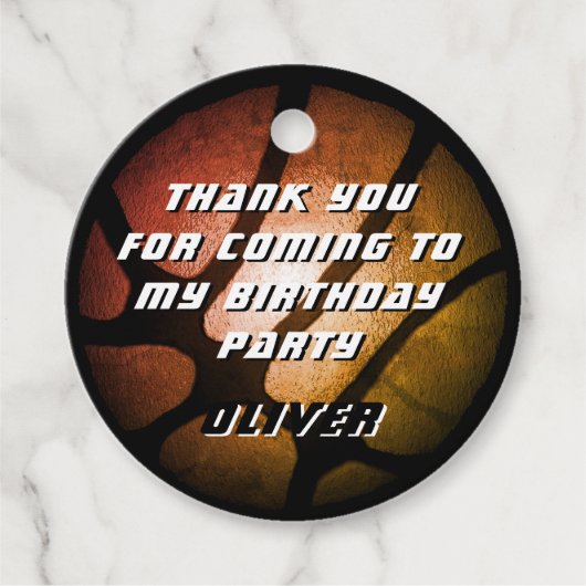 Metallic Orange Basketball Ball Vielen Dank zum Ge Geschenkanhänger (Vorderseite)