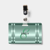Metallic Pastel Green Design Ausweis (Vorderseite mit Clip)