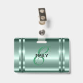 Metallic Pastel Green Design Ausweis (Rückseite mit Clip)