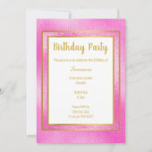 METALLIC PINK & GOLD LAYERED EMBOSSED GEBURTSTAG EINLADUNG (Vorderseite)