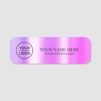Metallic Purple Logo Employee magnetic, safety pin Namensschild