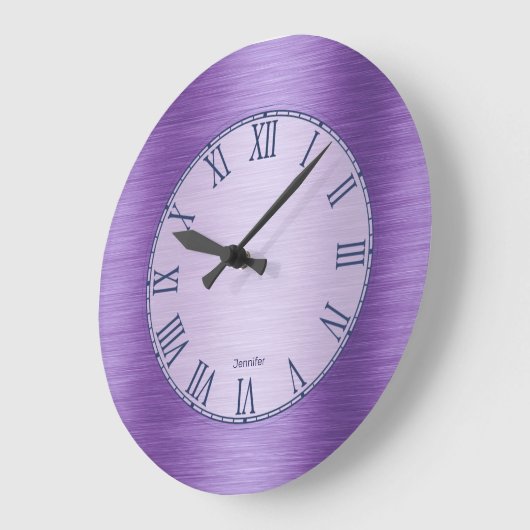 Metallic purple roman numerals große wanduhr (Winkel)