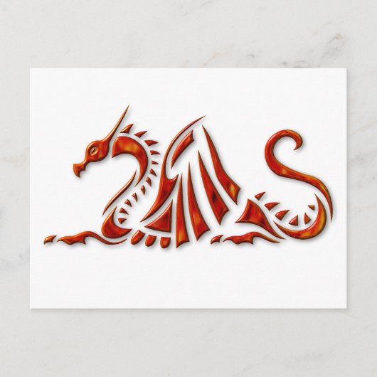 Metallic Red Beveled Dragon Postkarte (Vorderseite)