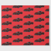 Metallic Red C8 Corvette Sportwagen Handgezeichnet Geschenkpapier (Flach)