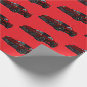 Metallic Red C8 Corvette Sportwagen Handgezeichnet Geschenkpapier (Ecke)