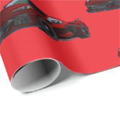 Metallic Red C8 Corvette Sportwagen Handgezeichnet Geschenkpapier (Rolleneckpunkt)