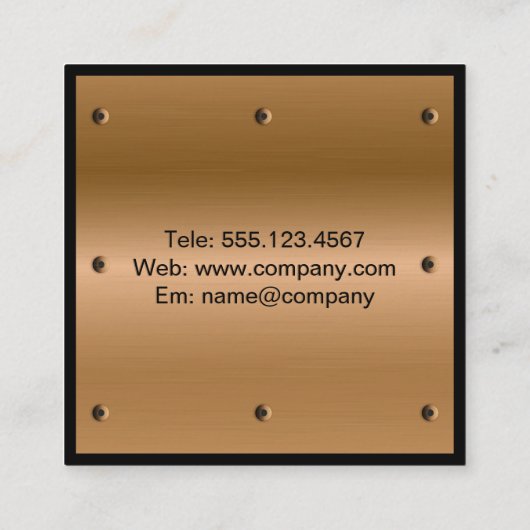 Metallic Rivet | Industriesäge Quadratische Visitenkarte (Rückseite)