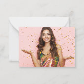 Metallic rosa Dank Abschluss Foto Mitteilungskarte (Rückseite)