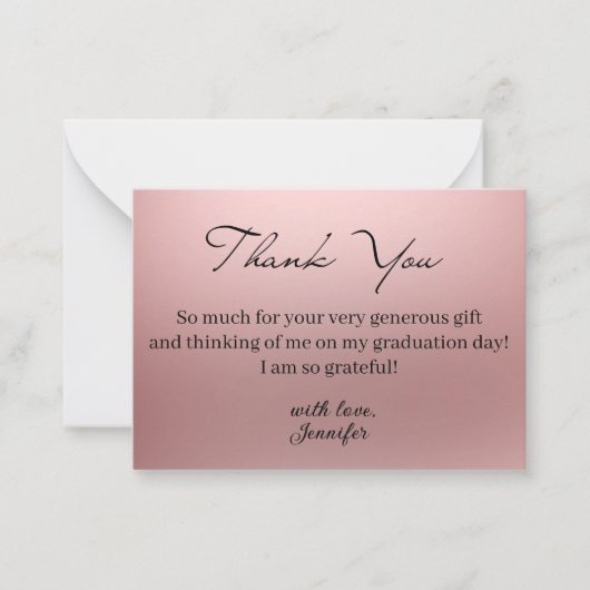 Metallic rosa Dank Abschluss Foto Mitteilungskarte (Vorderseite)