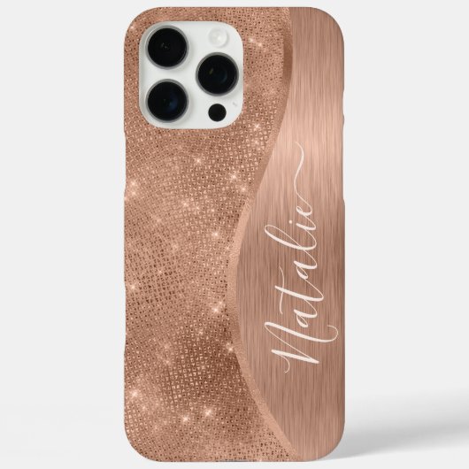 Metallic Rose Gold Glitter Personalized Case-Mate iPhone Hülle (Rückseite)