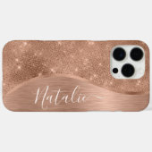 Metallic Rose Gold Glitter Personalized Case-Mate iPhone Hülle (Rückseite (Horizontal))