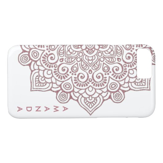 METALLIC Rose Gold Intricate Lace Mandala white Case-Mate iPhone Hülle (Rückseite (Horizontal))