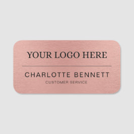 Metallic Rose Gold Logo Office Employee Staff Namensschild