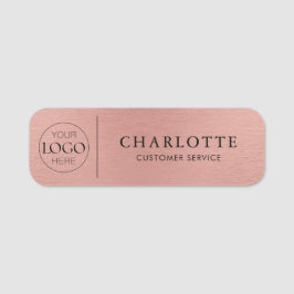 Metallic Rose Gold Logo Office Employee Staff Namensschild