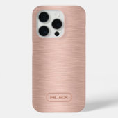 Metallic rose-gold texture, custom monogram Case-Mate iPhone hülle (Rückseite)